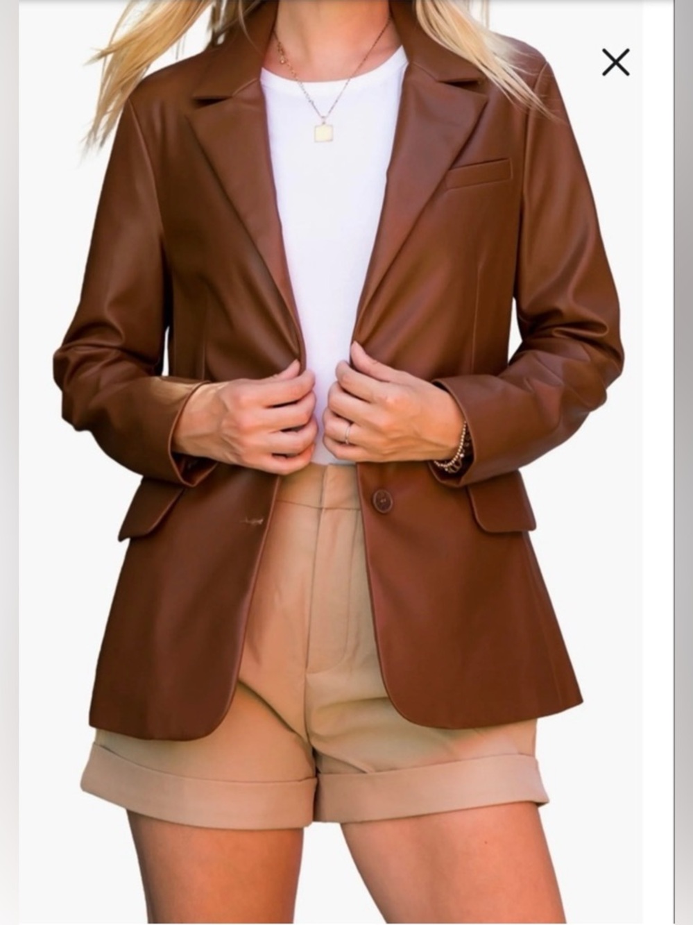 Stoosh Women's Carmel Faux Leather Blazer